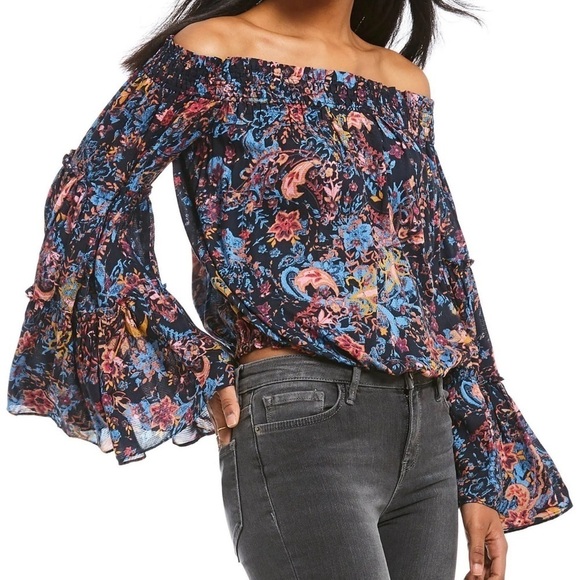Free People Tops - Free People Floral Free Spirit Off the Shoulder Fairy Whimsigoth Top Size Large